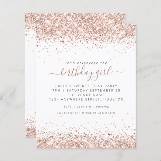 Papier Rose Budget Parties scintillant or 21e anniversair (Devant / Derrière)