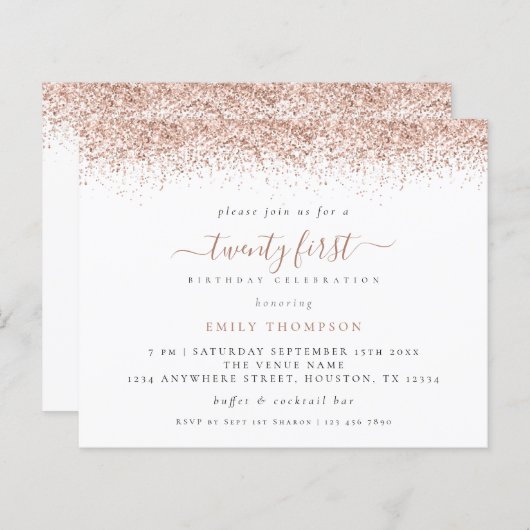 Papier Rose Budget Parties scintillant Or 21ème partie In (Devant / Derrière)