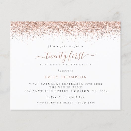 Papier Rose Budget Parties scintillant Or 21ème partie In (Devant)