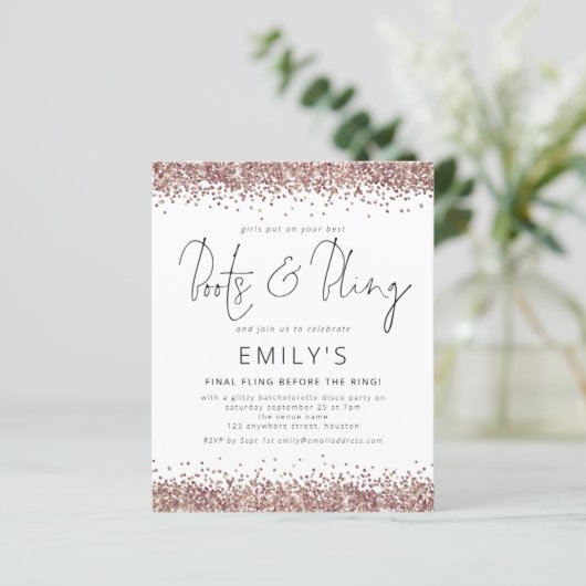 Papier ROSE BUDGET Parties scintillant or Bachelorette I (Debout devant)