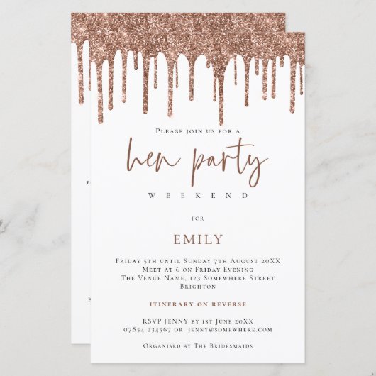 Papier Rose budget Parties scintillant or Drift Hen Weeke (Devant / Derrière)