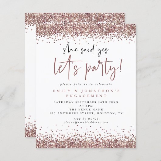 Papier Rose Budget Parties scintillant Or Elle A Dit Oui  (Devant / Derrière)