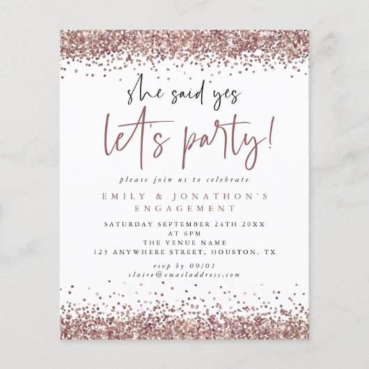 Papier Rose Budget Parties scintillant Or Elle A Dit Oui  (Devant)