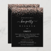 Papier Rose Budget Parties scintillant Or Hen Party Itiné (Devant / Derrière)