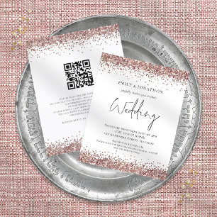 Papier Rose Budget Parties scintillant or QR Code Mariage