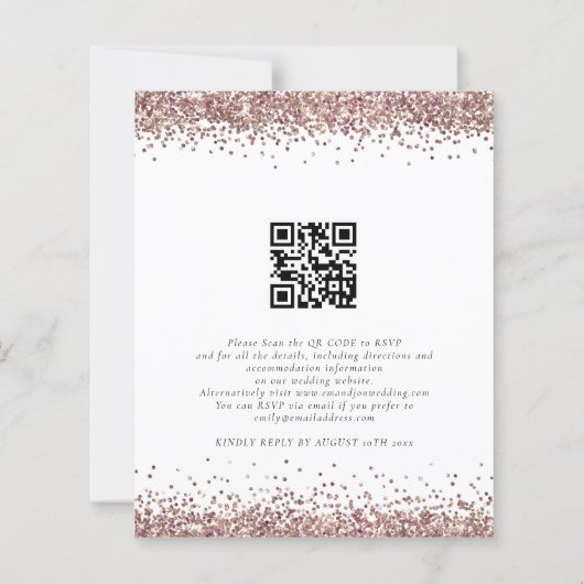 Papier Rose Budget Parties scintillant or QR Code Mariage (Dos)