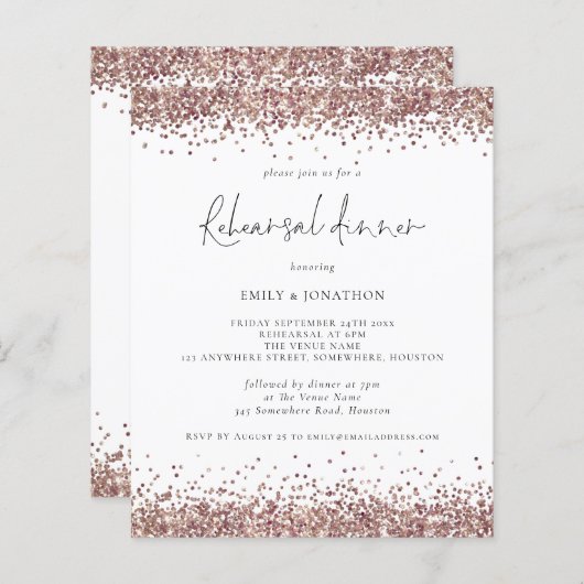 Papier Rose Budget Parties scintillant Or Répétition Dîne (Devant / Derrière)