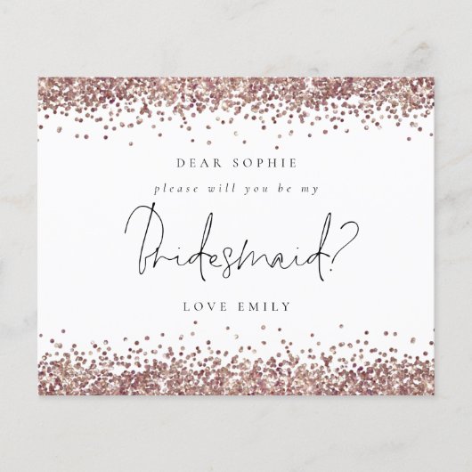 Papier Rose Budget Parties scintillant Or Script Bridesma (Devant)