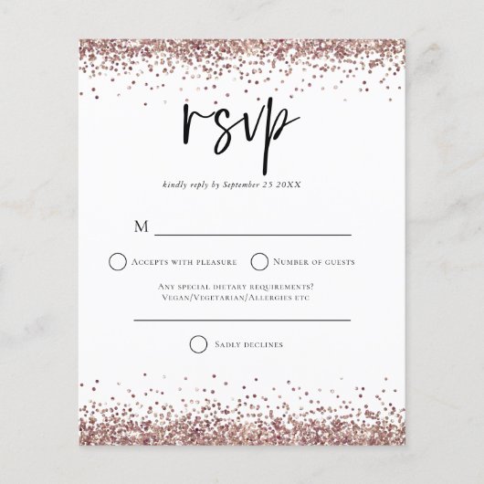 Papier Rose Budget Parties scintillant or Script Mariage (Devant)