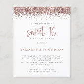 Papier Rose Budget Parties scintillant or Sweet 16 Invita (Devant)