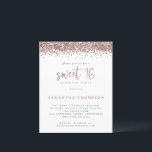 Papier Rose Budget Parties scintillant or Sweet 16 Invita<br><div class="desc">Budget Rose Gold Parties scintillant Sweet 16 Invitation. Un prix économique PETIT 4, 5 po x 5, 6 po alternatif. Disponible dans un STOCK CARTE SEMI GLOSS 110 lb qui est l'option par défaut (recommandé pour les invitations), OU un STOCK PAPIER THINNER SATIN FINISH 80 lb (idéal pour les boîtiers)....</div>