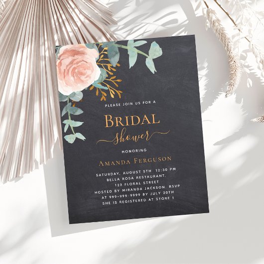 Papier Rose budget tableau noir Douche nuptiale invitatio