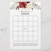 Papier Rose burgundy nuptiale jeu de bingo (Devant)