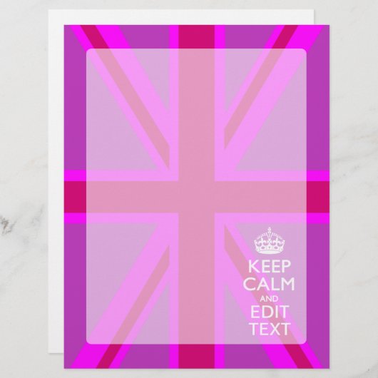 Papier Rose Chaud - Garder le calme Modifier le texte Uni (Devant / Derrière)