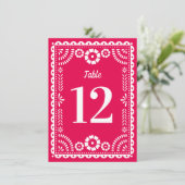Papier rose chaud Picado Mariage Numéro de table (Debout devant)