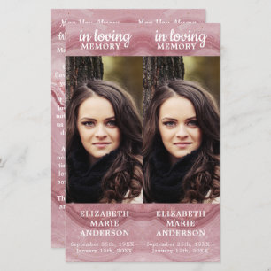 Papier Rose commémoratif Quartz 2 Signet de prières funér