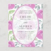 Papier Rose d'aquarelle rose moderne Budget Mariage (Devant)