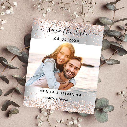 Papier Rose d'argent mariage photo en or Enregistrer la d