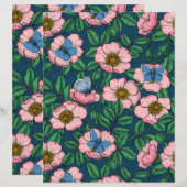 Papier Rose de chien et papillons (Devant / Derrière)