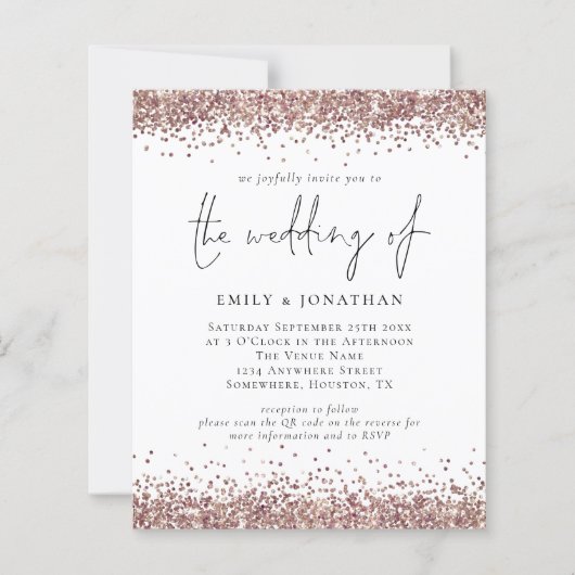 Papier Rose de code QR budget Parties scintillant or de m (Devant)