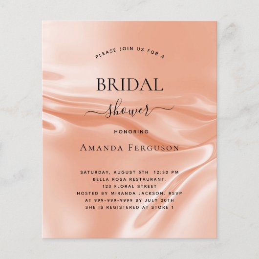 Papier Rose de douche nuptiale budget soie satinée or (Devant)