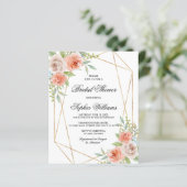 Papier Rose de jardin et cadre d'or Invitation de douche (Debout devant)