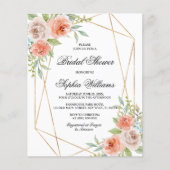 Papier Rose de jardin et cadre d'or Invitation de douche (Devant)