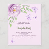 Papier Rose de papillons violet Douche nuptiale invitatio (Devant)