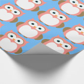 Papier rose d'emballage cadeau de hibou (Coin)