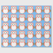 Papier rose d'emballage cadeau de hibou (Plat)