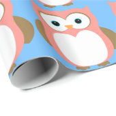 Papier rose d'emballage cadeau de hibou (Coin rond)