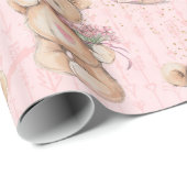 Papier rose d'enveloppe de cadeau d'ours de bébé (Coin rond)