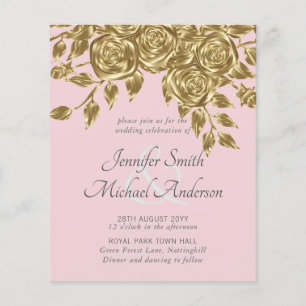 Papier Rose d'or Invitations de mariage métallique