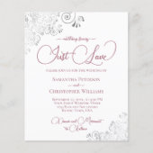 Papier Rose Dusty Silver QR Code BUDGET Mariage Invitatio (Devant)