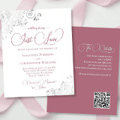 Papier Rose Dusty Silver QR Code BUDGET Mariage Invitatio