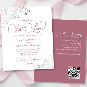 Papier Rose Dusty Silver QR Code BUDGET Mariage Invitatio