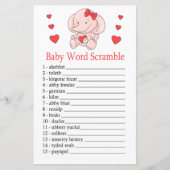 Papier Rose éléphant Baby jeu de brouillage de mot (Devant)
