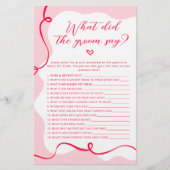 Papier Rose et rouge rétro Qu'a dit le marié jeu (Devant)