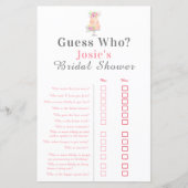 Papier Rose Fête des mariées Aquarelle Devinez Qui ? (Devant)