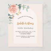 Papier Rose floral blush arch budget invitation anniversa (Devant)