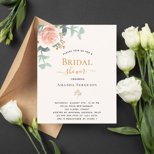 Papier Rose floral blush budget Bridal Douche invitation