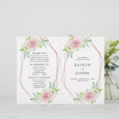 Papier Rose géométrique chic Gold Foil Mariage floral (Debout devant)