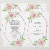 Papier Rose géométrique chic Gold Foil Mariage floral (Devant / Derrière)