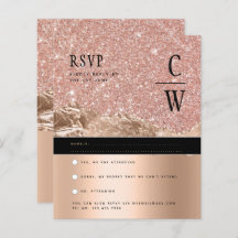 Rose glamour Gold Noir Mariage RSVP