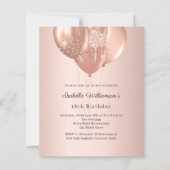 Papier Rose gold balloons birthday invitation (Devant)