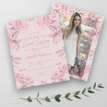 Papier Rose Gold Blush Floral SURPRISE Sweet 16 Invitatio<br><div class="desc">Elégant Sweet sixteen Anniversaire modèle d'invitation à la fête avec motif Floral or Rose,  personnalisé Photo & script de typographie moderne.</div>