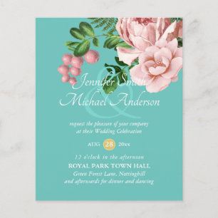 Papier Rose Gold Botanical Floral Budget Mariage Invite
