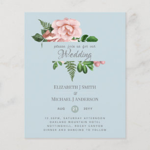 Papier Rose Gold Botanical Floral Budget Mariage Invite