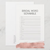 Papier Rose Gold Brushstroke Brid Word Scramble Jeu (Devant / Derrière)
