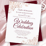 Papier Rose Gold & Burgundy BUDGET Mariage Invitation<br><div class="desc">Ces invitations de mariage abordables et abordables sont le choix parfait pour la classe, le style et la beauté sur un budget. Le design est composé d'écriture bordeaux sur un arrière - plan blanc classique avec des boucles d'or rose ornées et des tourbillons dans les coins. La typographie comprend des...</div>